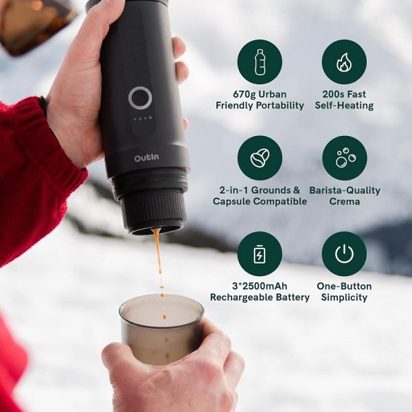 cafetera portátil espresso outin nano blanca